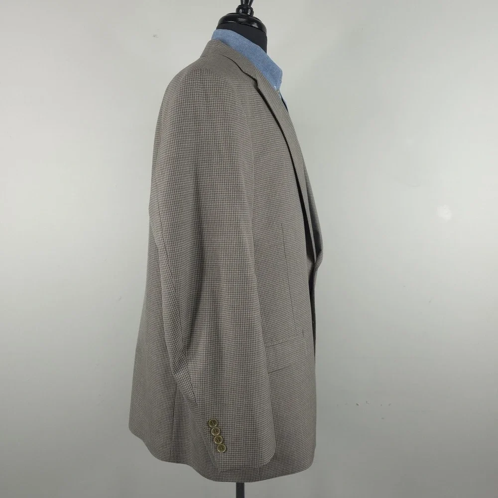 Turnbury Blazer Mens 50R Brown Silk Wool Check Sport Coat Jacket Classic